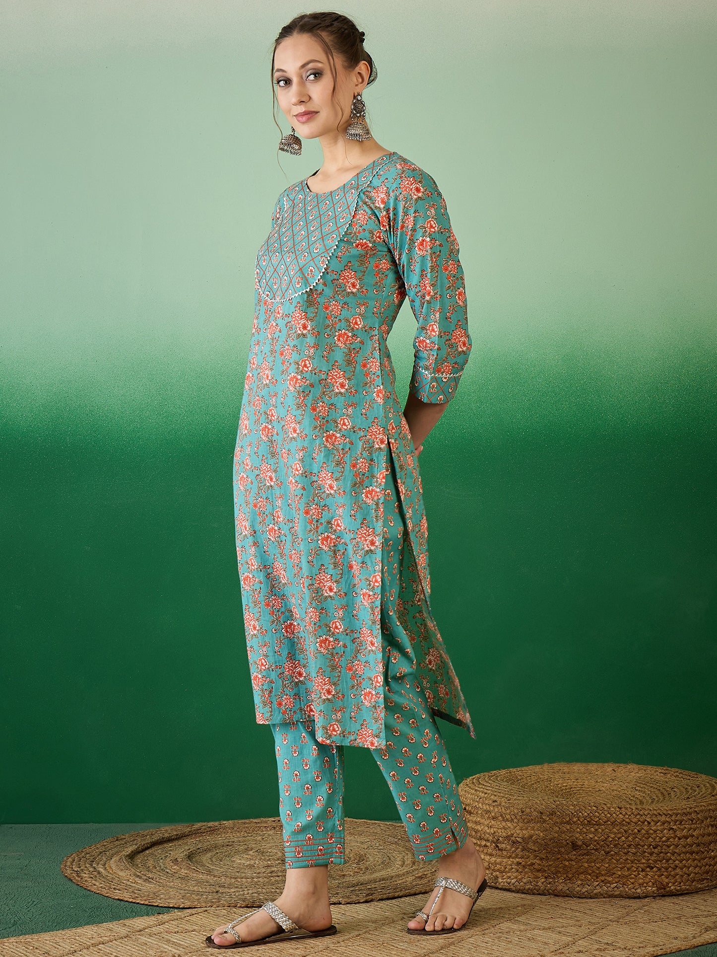 Dhiyona RV Women's Exclusive Soft Cotton Fabric Printed Kurta With Pants
