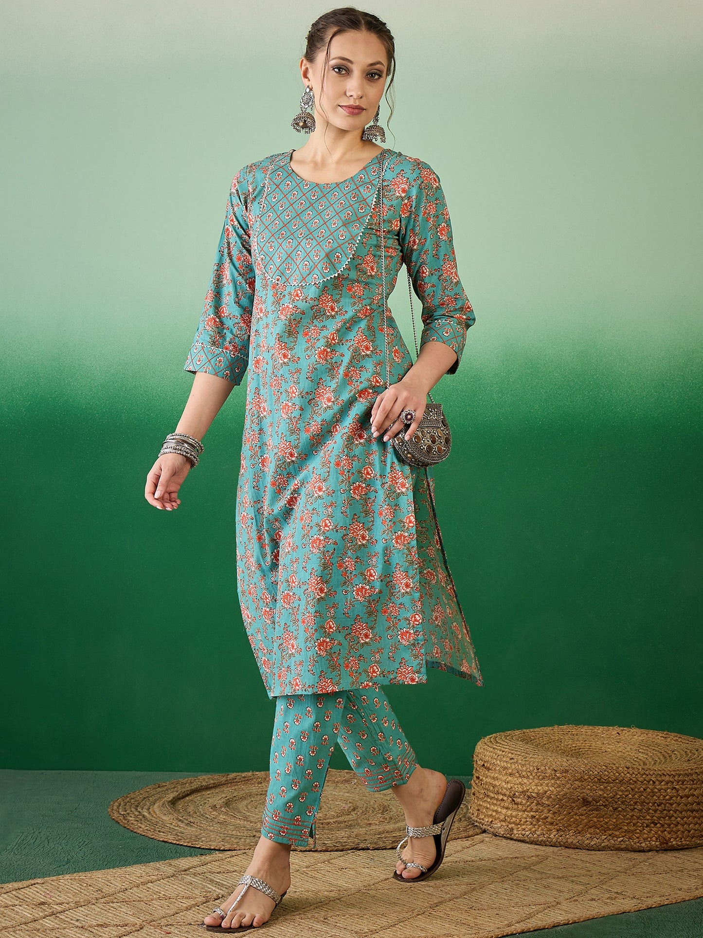 Dhiyona RV Women's Exclusive Soft Cotton Fabric Printed Kurta With Pants