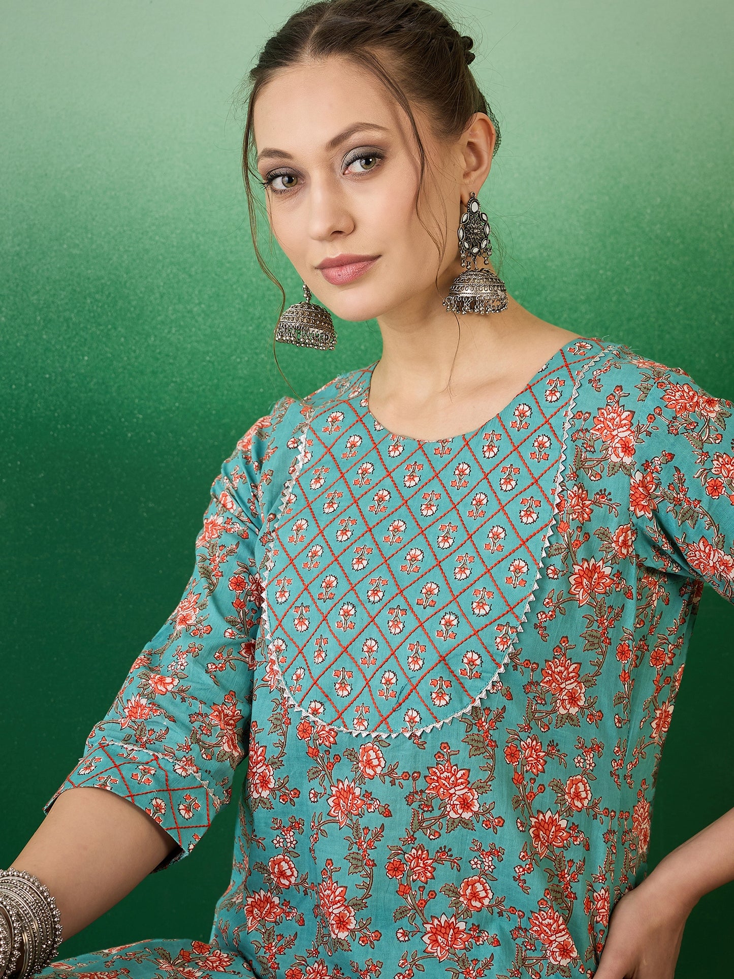 Dhiyona RV Women's Exclusive Soft Cotton Fabric Printed Kurta With Pants
