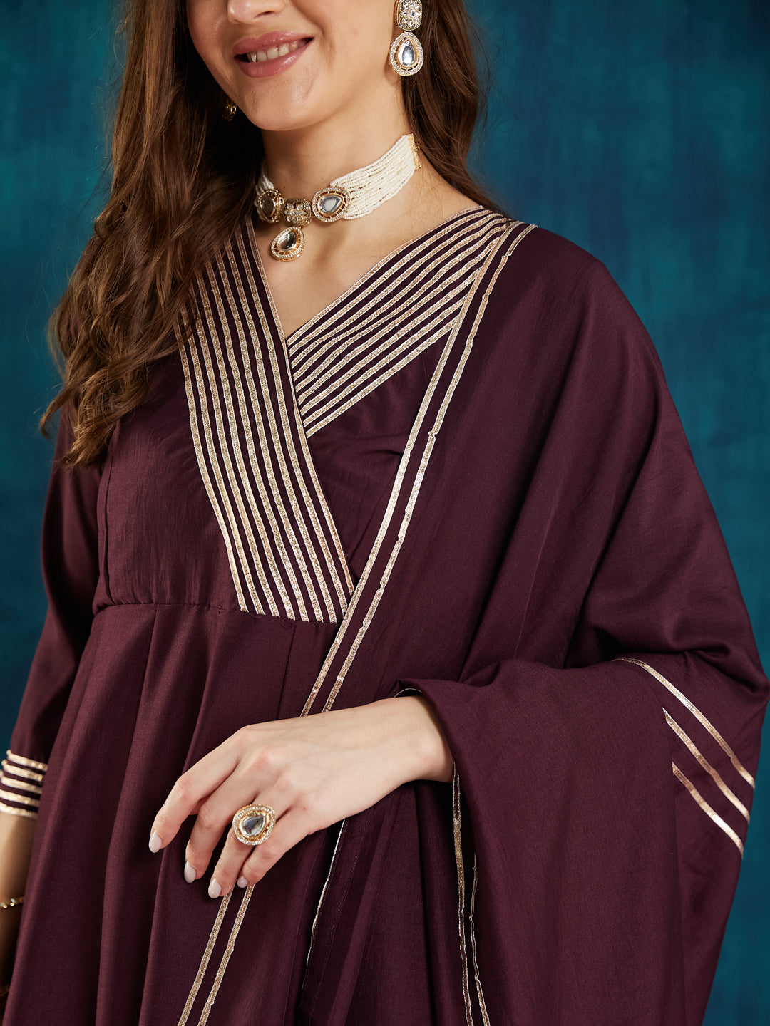 Dhiyona RV Women's Exclusive Roman Silk Fabric Solid Print Anarkali Kurtaset With Dupatta.