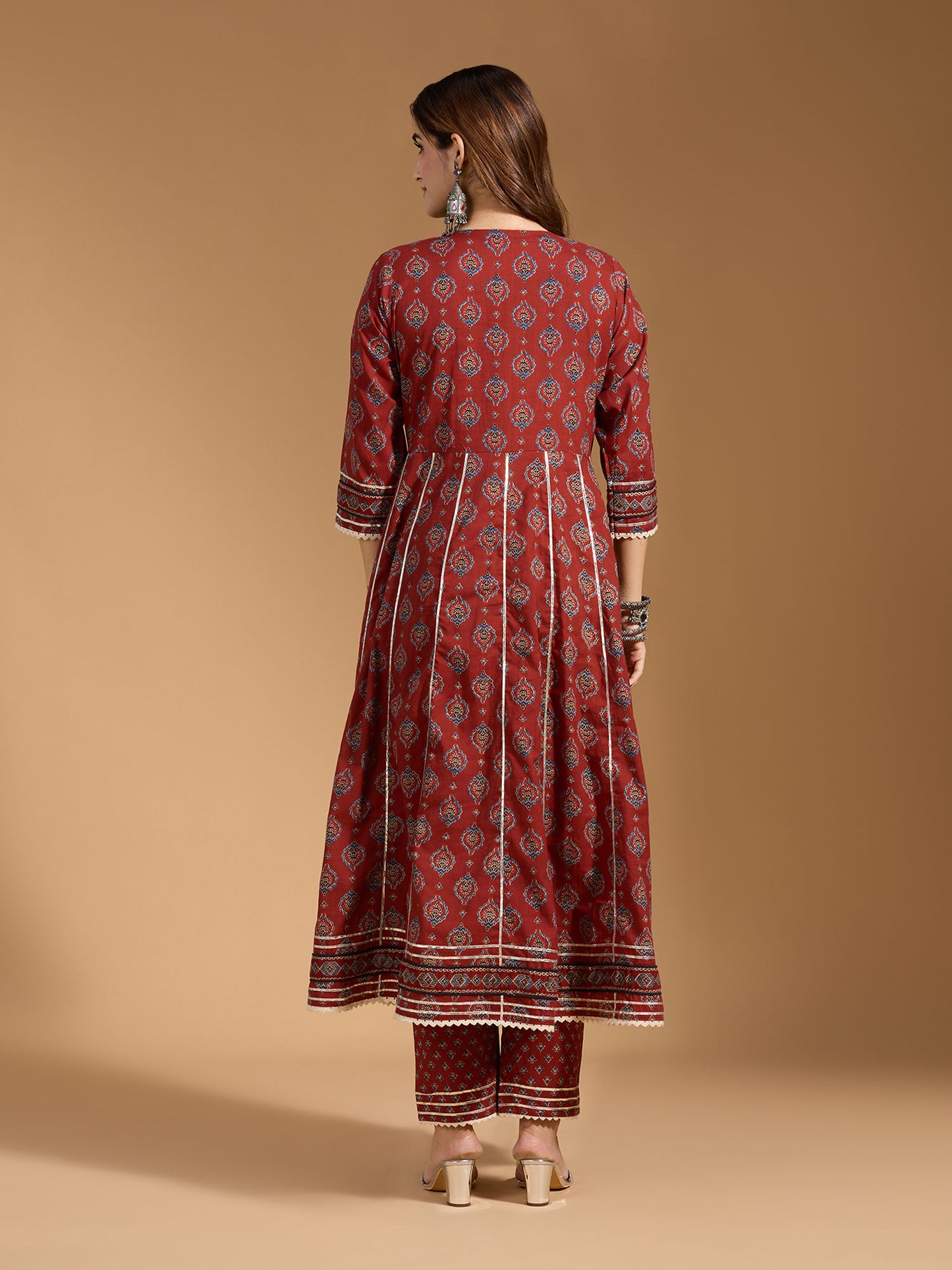 Dhiyona RV Women's Exclusive Jaipuri Cotton Fabric Printed Anarkali Kurtaset With Dupatta.