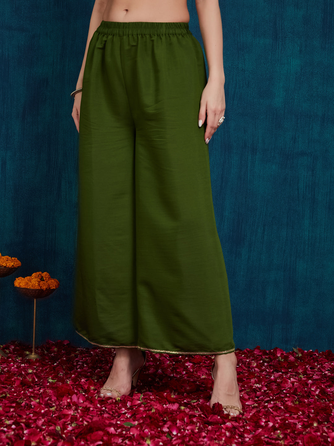 Dhiyona RV Women's Elegant Angrakha Style Anarkali Kurti Set with Embroidered Dupatta