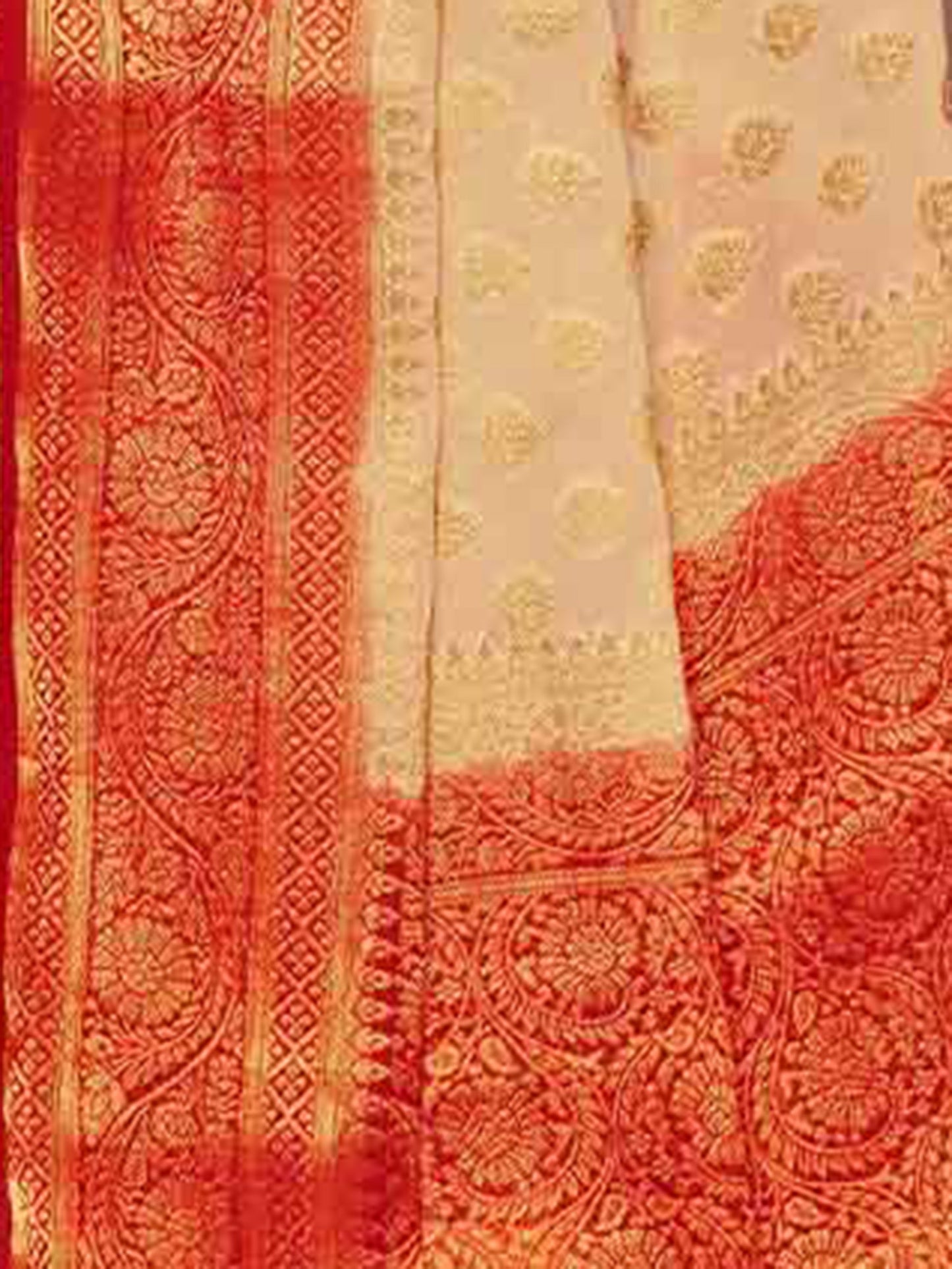 Women's Georgette Cream Woven Design Designer Saree With Blouse Piece