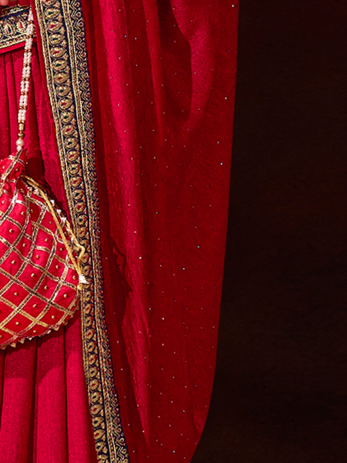 Women's Vichitra Silk Pink Embellished Designer Saree With Blouse Piece