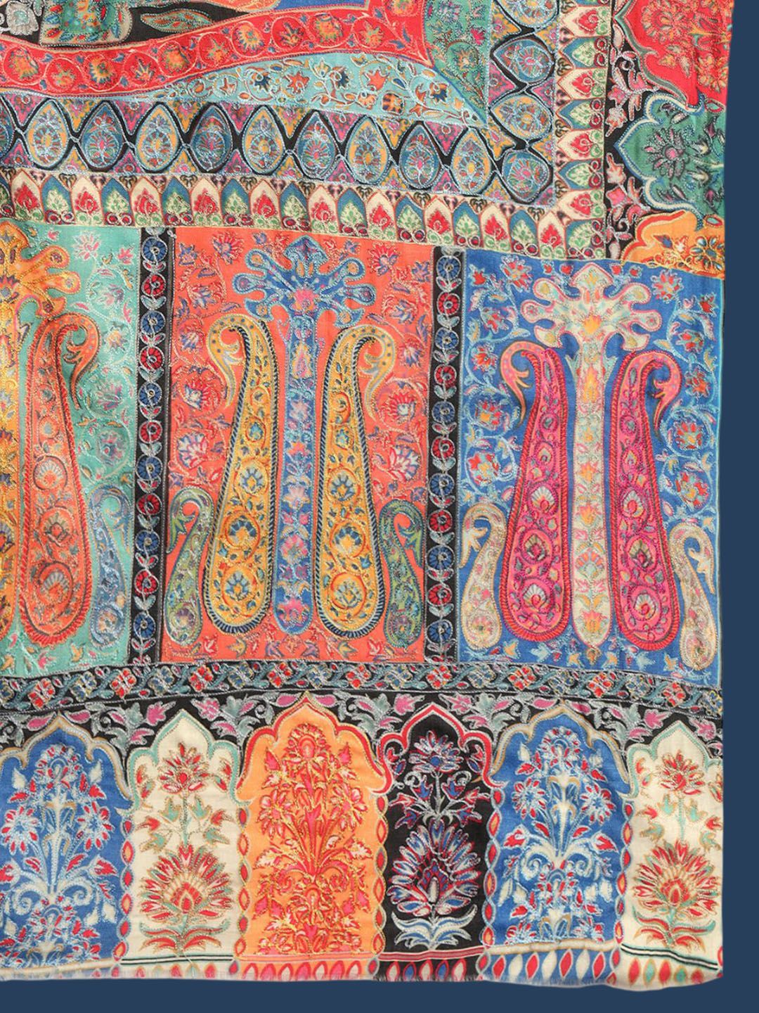 Dhiyona PA Ethnic Motifs Embroidered Woollen Kalamkari Shawl