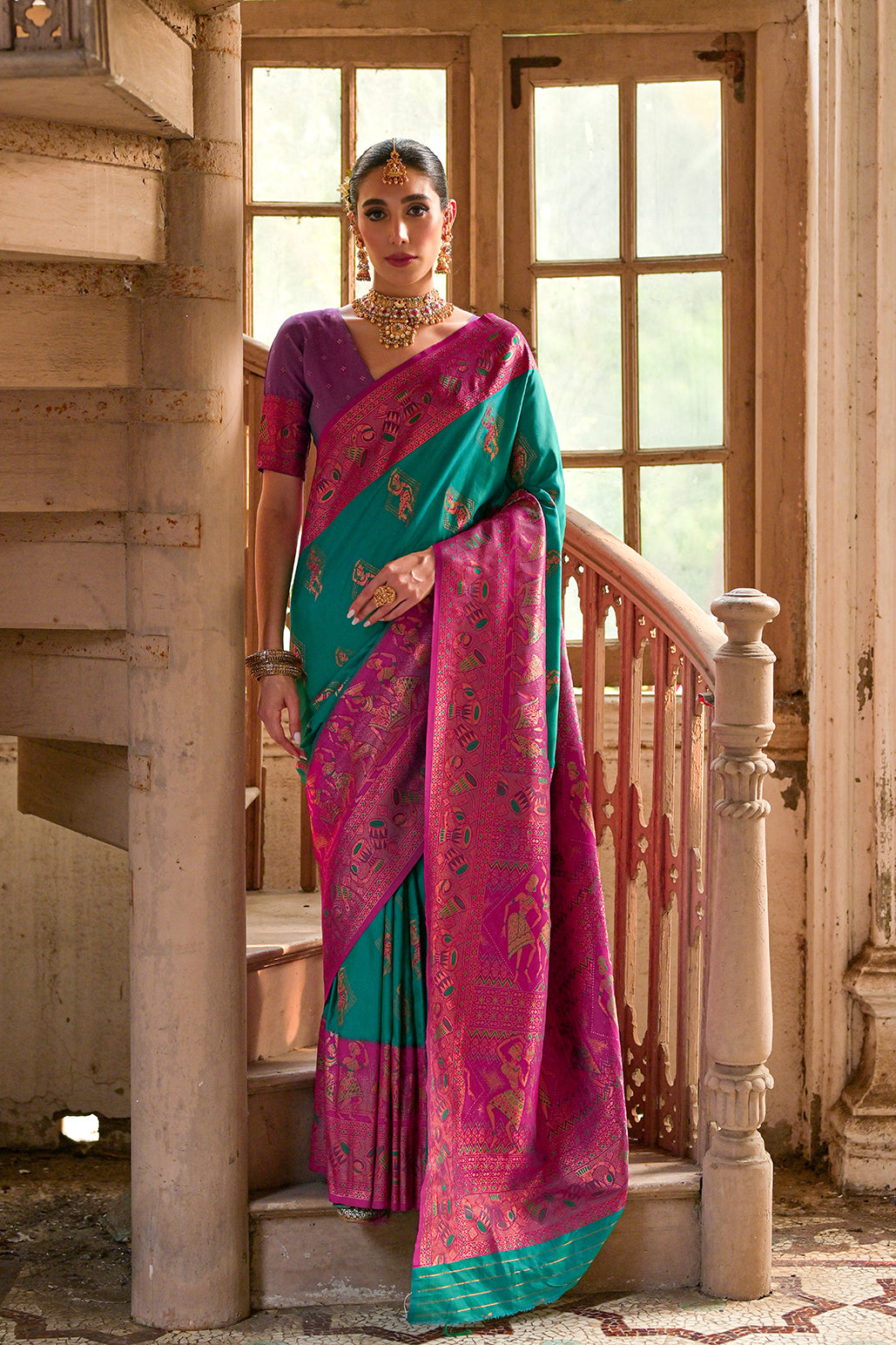 Rama Wine Banarasi Silk Saree