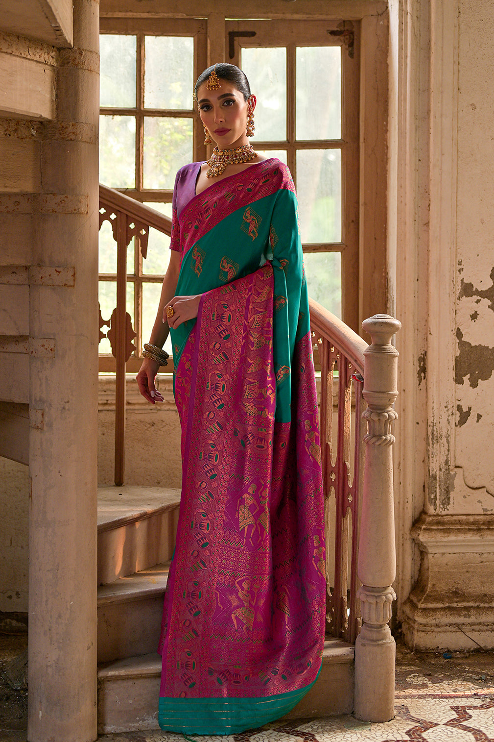 Rama Wine Banarasi Silk Saree