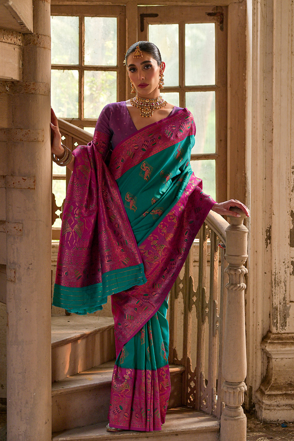 Rama Wine Banarasi Silk Saree