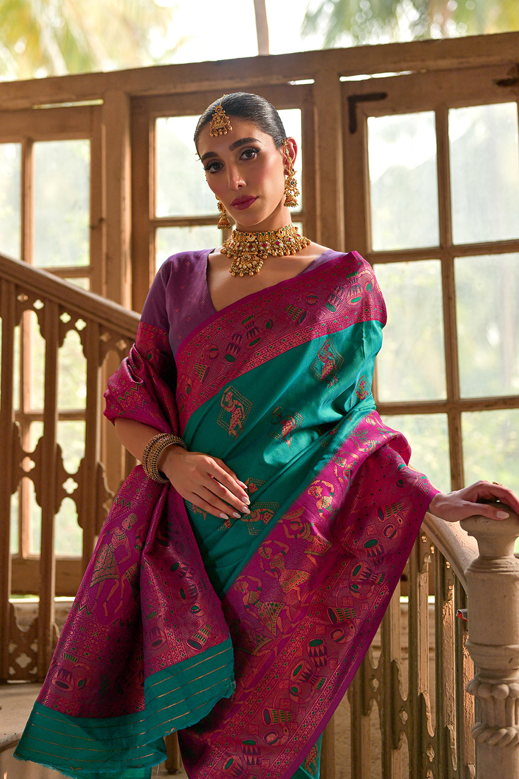 Rama Wine Banarasi Silk Saree