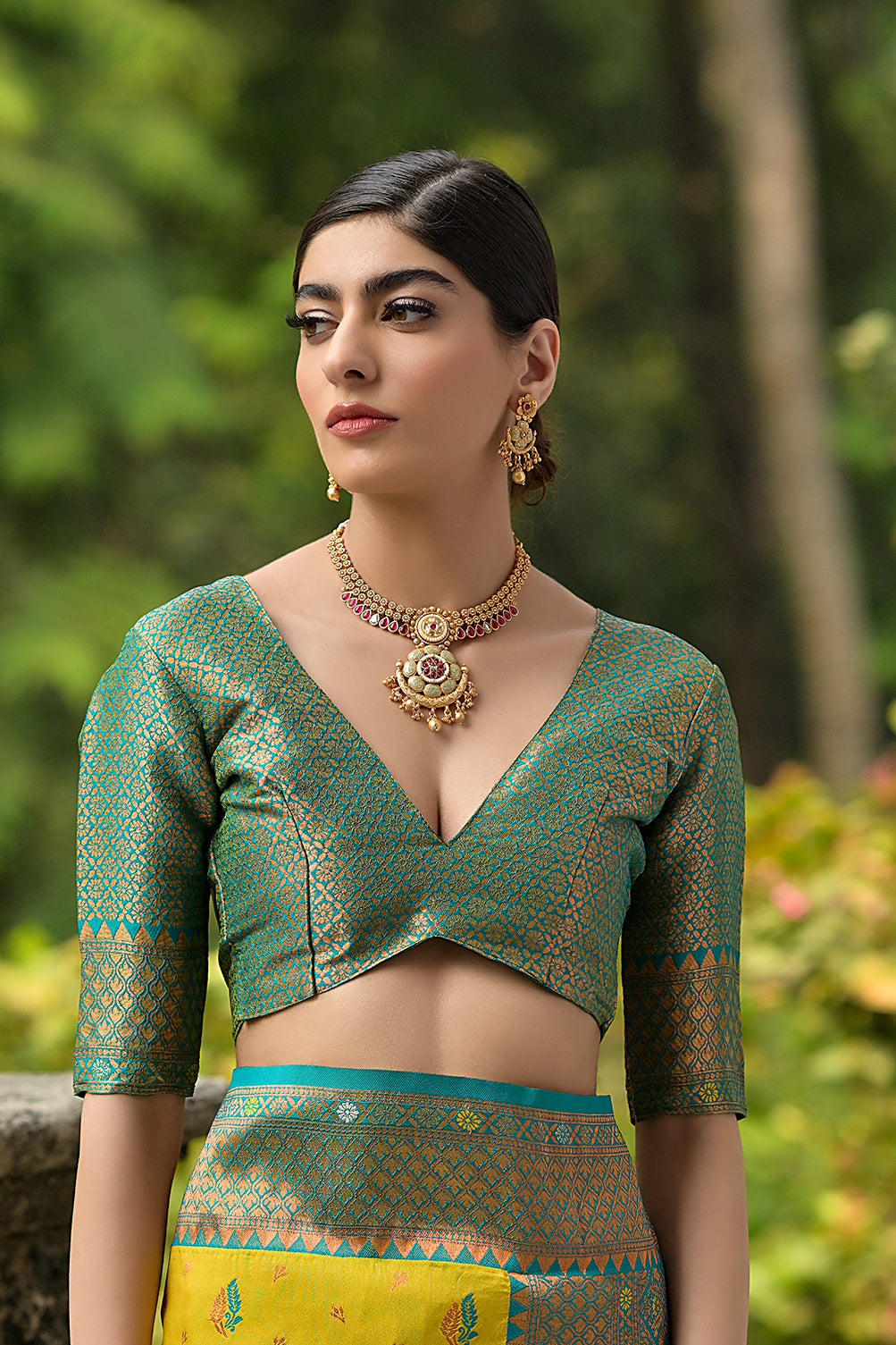 Lemon-Yellow Green Banarasi Silk Saree