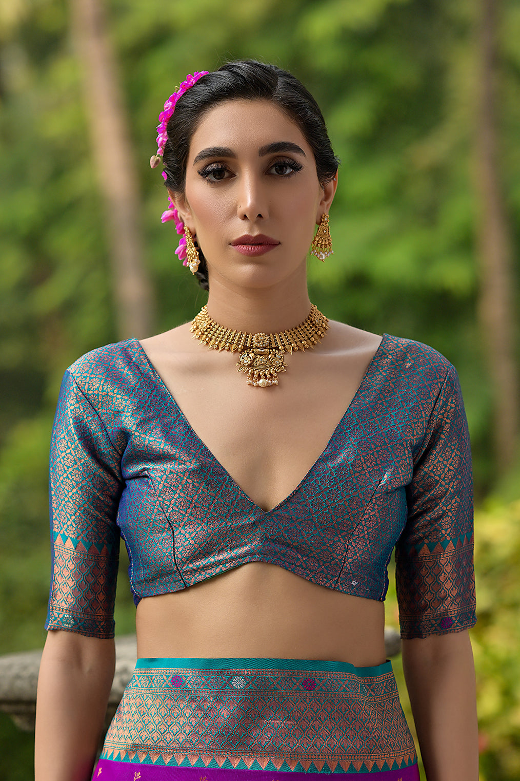 Wine Blue Banarasi Silk Saree