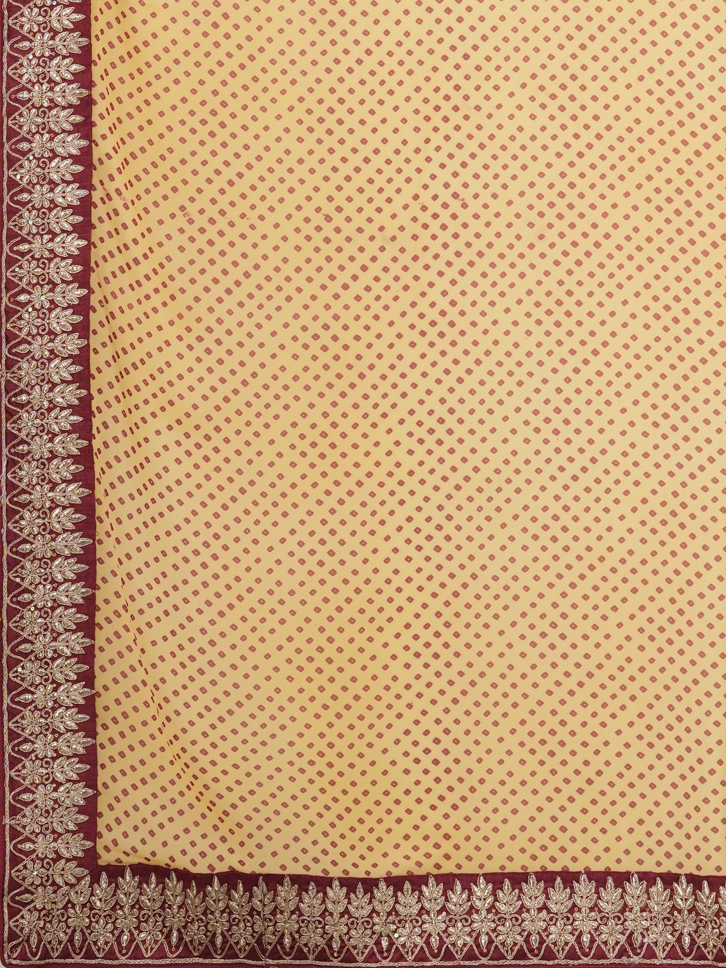 Women's Georgette Cream Zari Embroidered Designer Saree With Blouse Piece