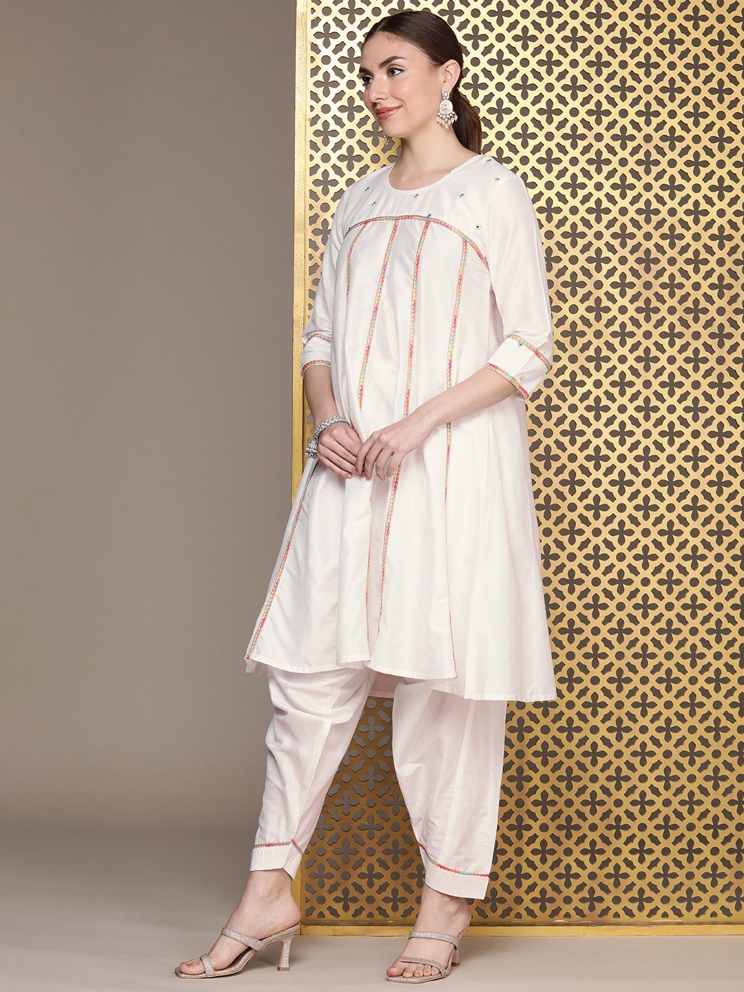 Dhiyona PD Women Jashn Empire Gotta Patti Kurta with Salwar & Dupatta