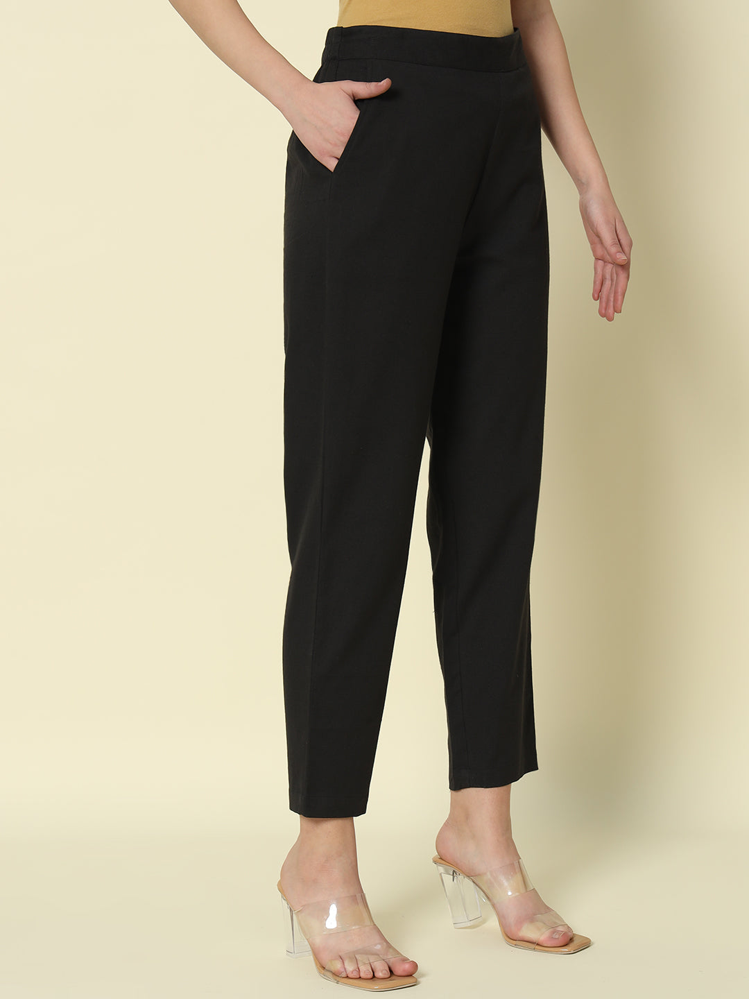 Dhiyona FL Women's Black Cotton Solid Pant