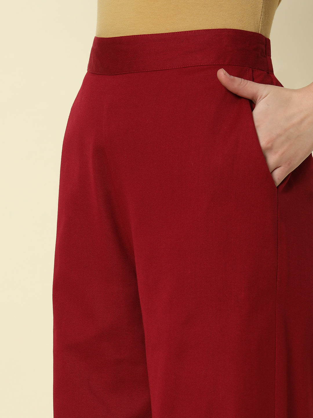 Dhiyona FL Women's Maroon Cotton Solid Palazzo