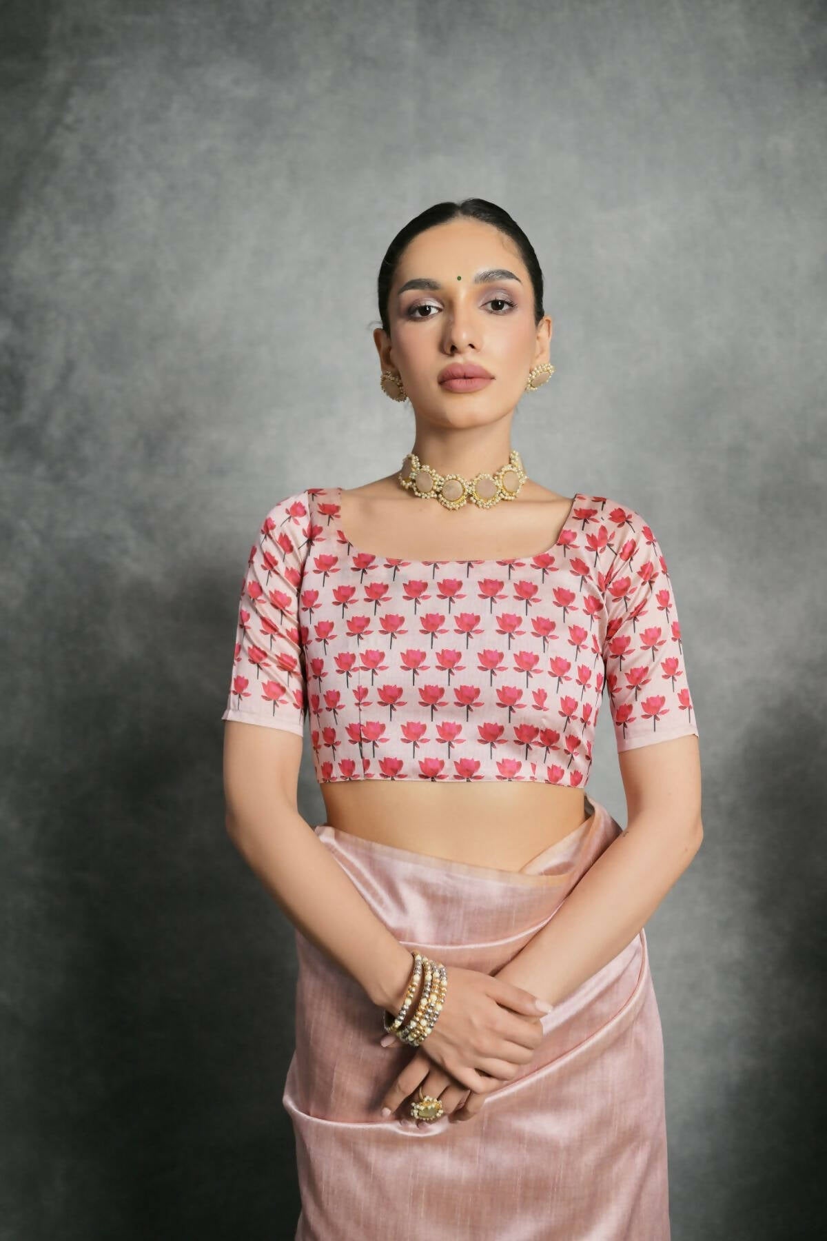 Women Yogita Lotus Pink Saree With Unstiched Blouse