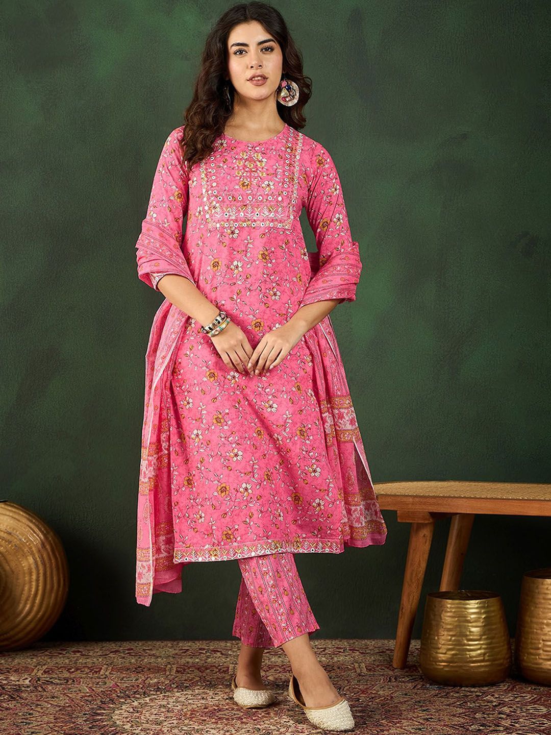 Dhiyona SN Women's Printed Pure Cotton Kurta Set