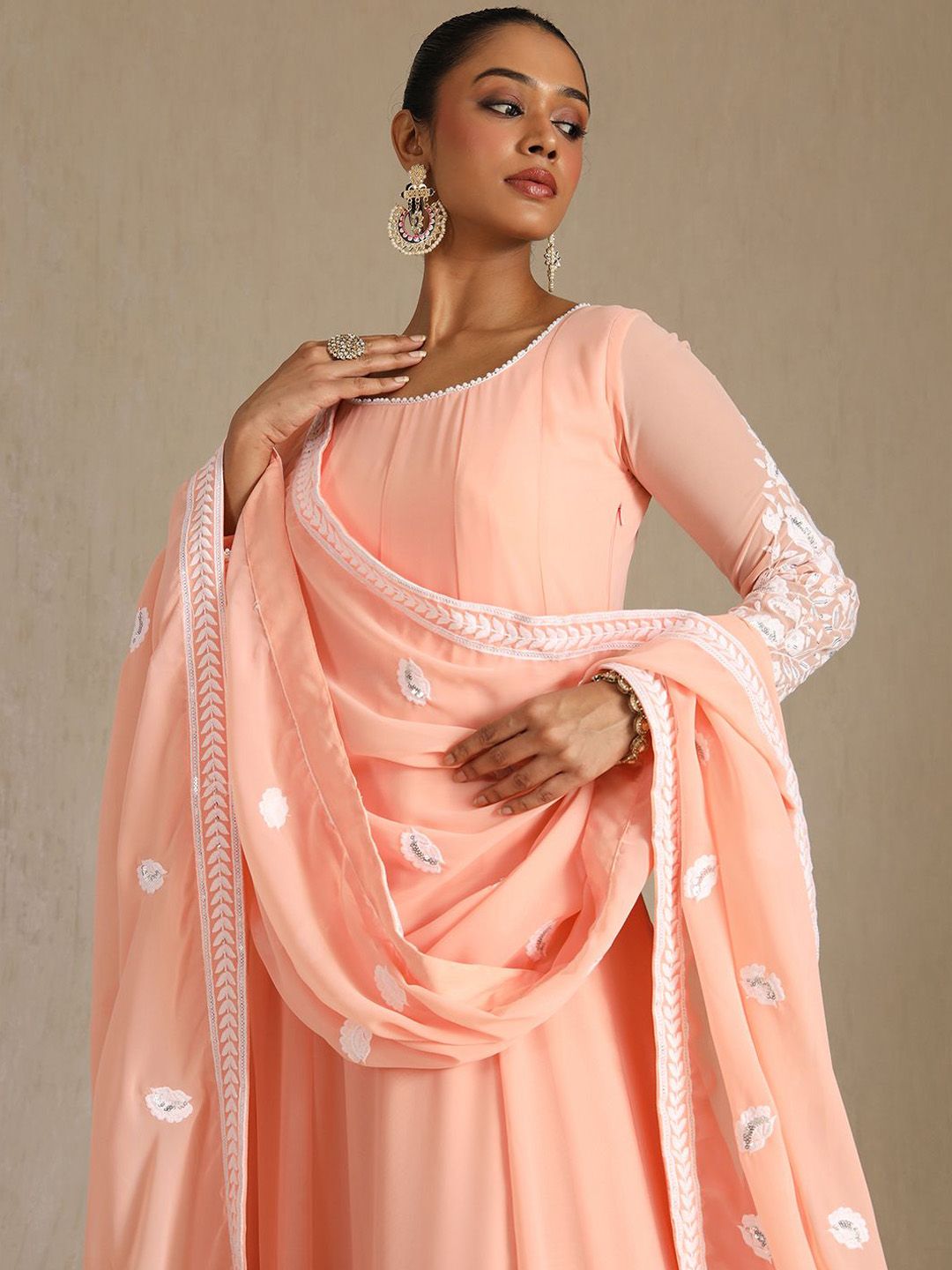 Dhiyona SO Women's Women Ethnic Motifs Embroidered Thread Work Anarkali Kurta with Churidar & Dupatta
