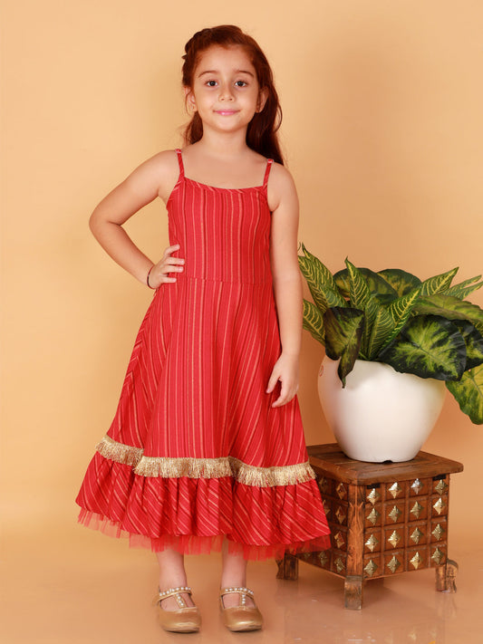 Girls Stylish Gold Embroidered cape with viscose Gold Printed Dress