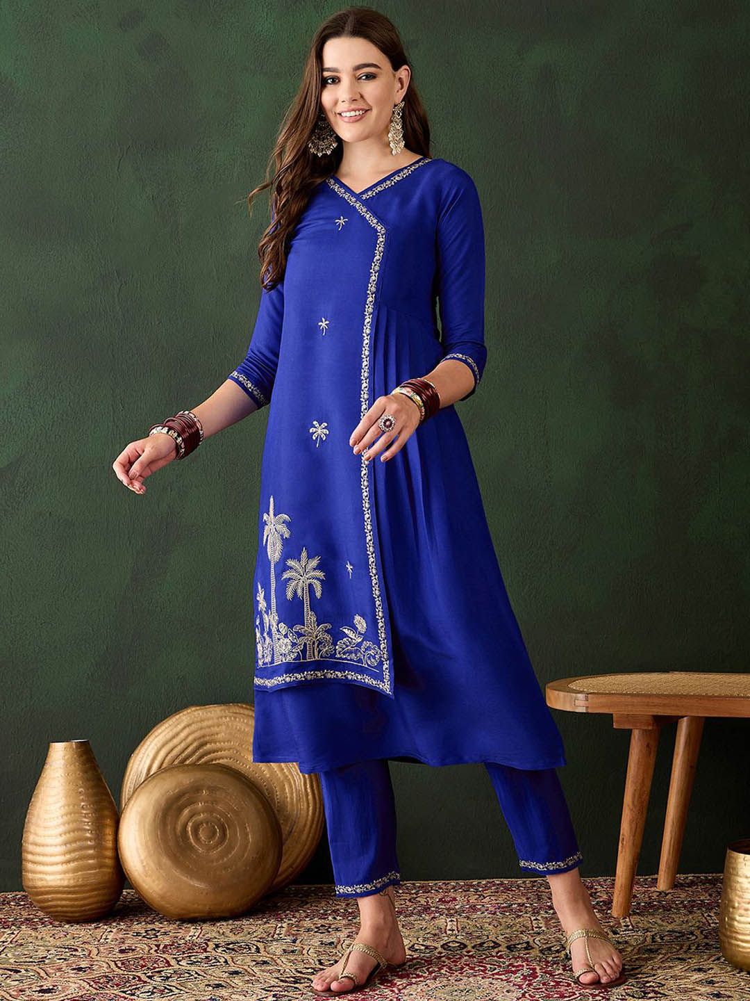 Dhiyona SN Women's Embroidered A-Line Kurta & Trouser Set