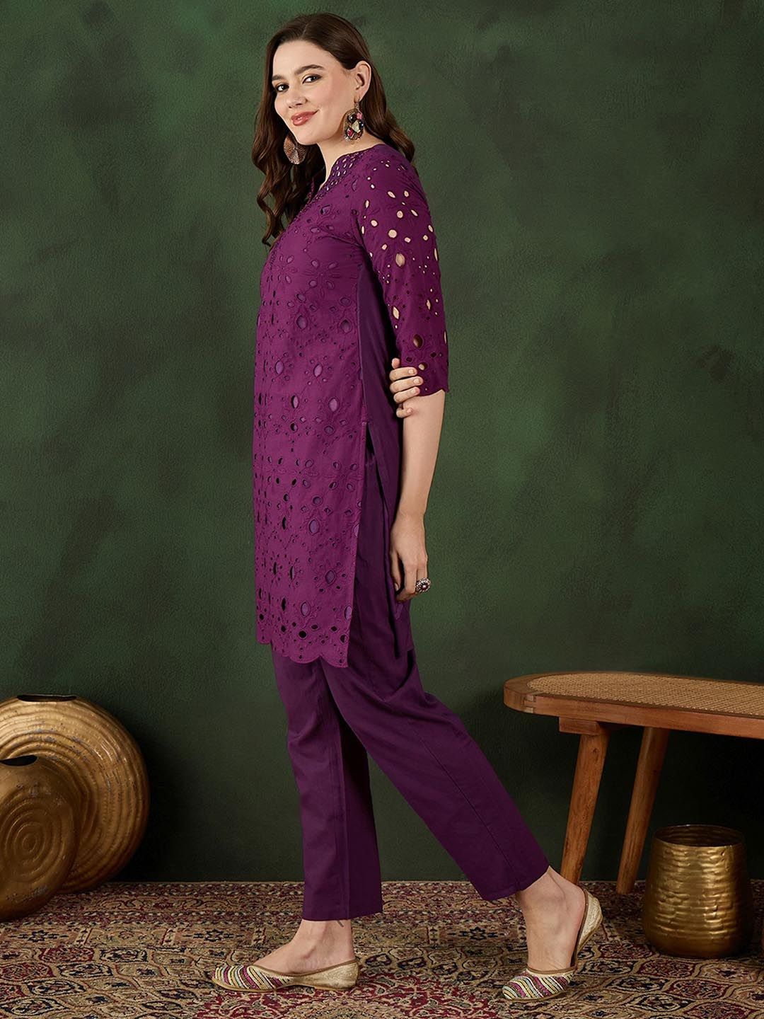 Dhiyona SN Women's Embroidered Pure Cotton Kurta & Trouser