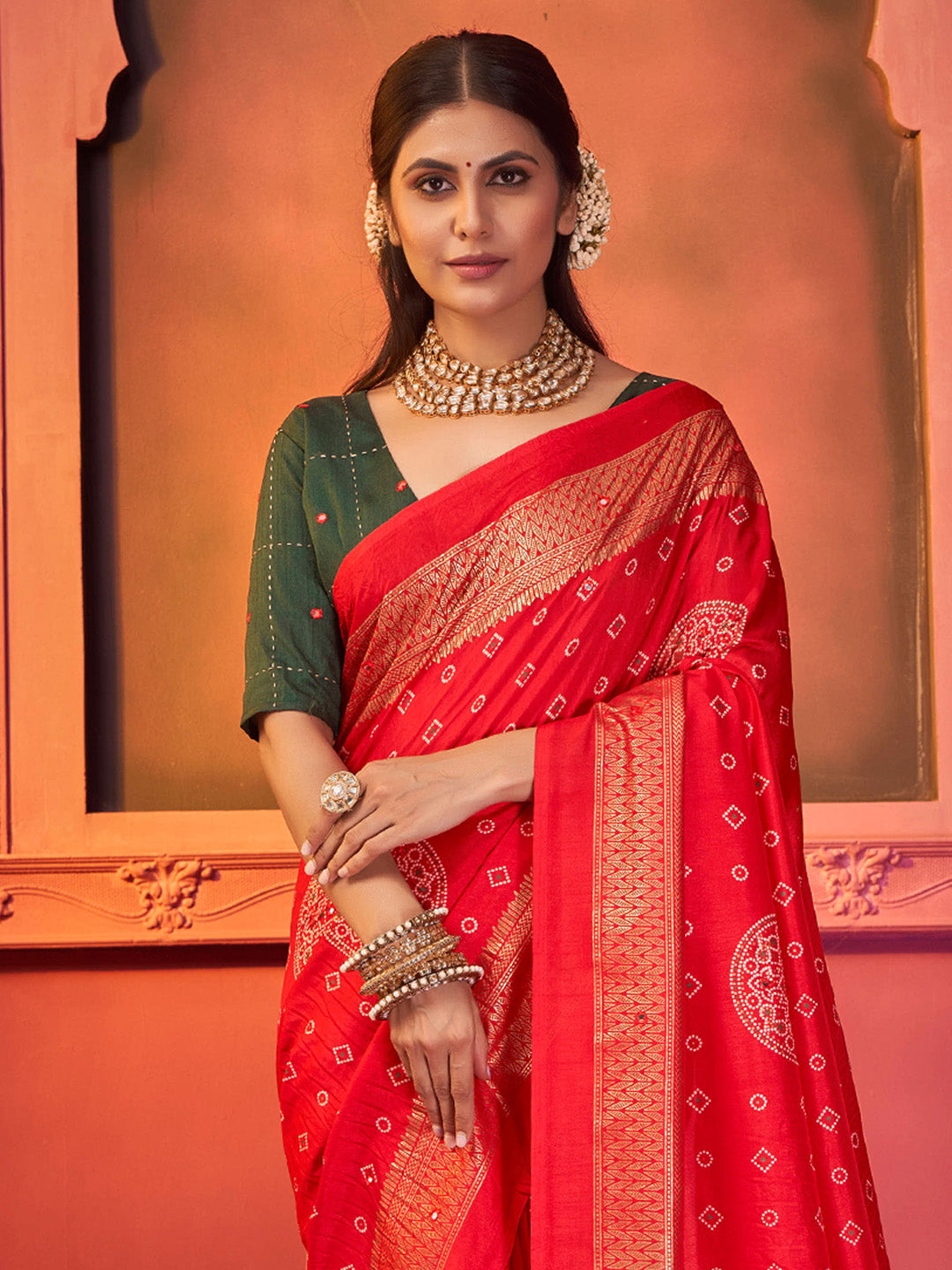 Women's Tussar Silk Green Embellished Designer Saree With Blouse Piece