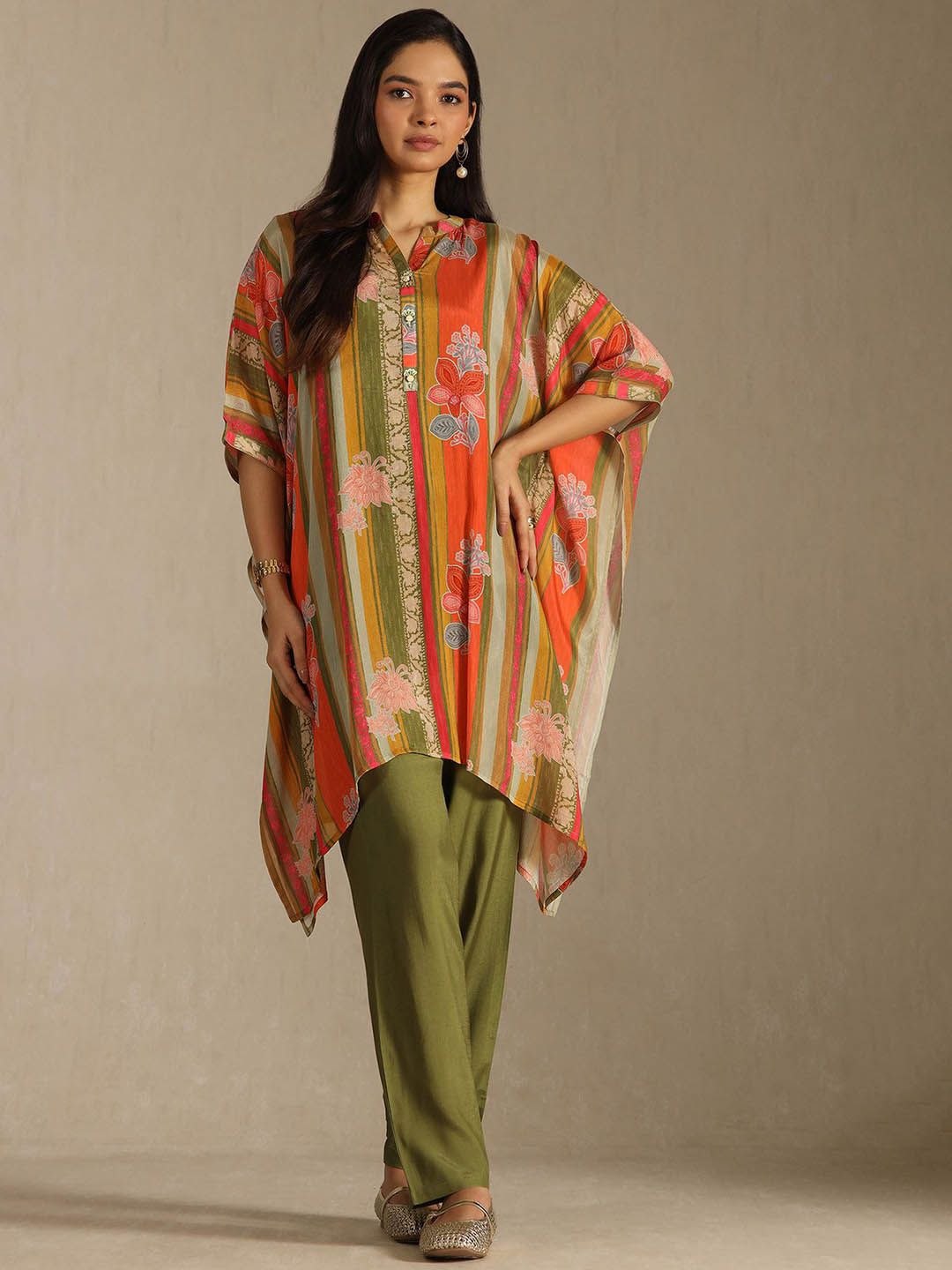 Dhiyona SO Women's Women Floral Printed kaftan Kurta With Trousers