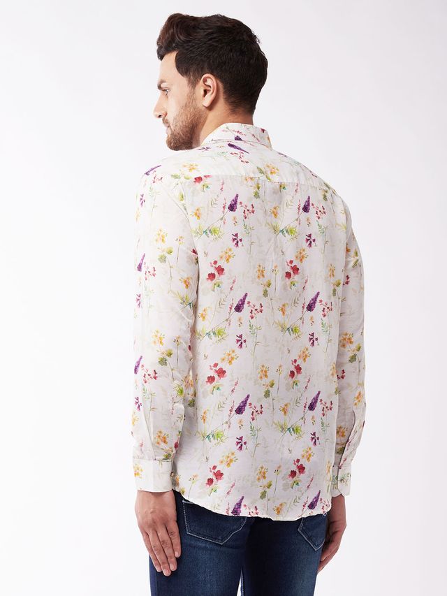 Men's Cream Muslin Straight Ethnic Shirt