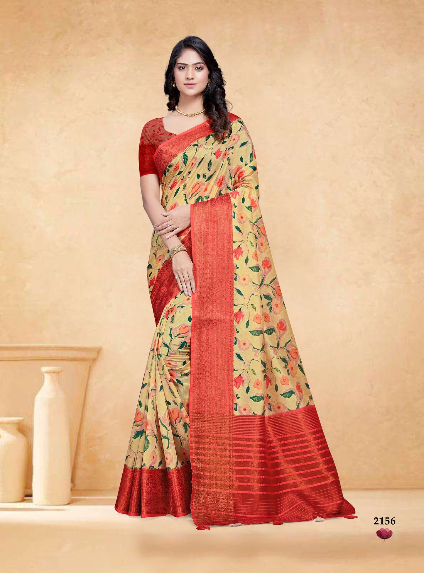 Dhiyona GR Women's Devsena Beige Tussar Silk Digital Print Saree