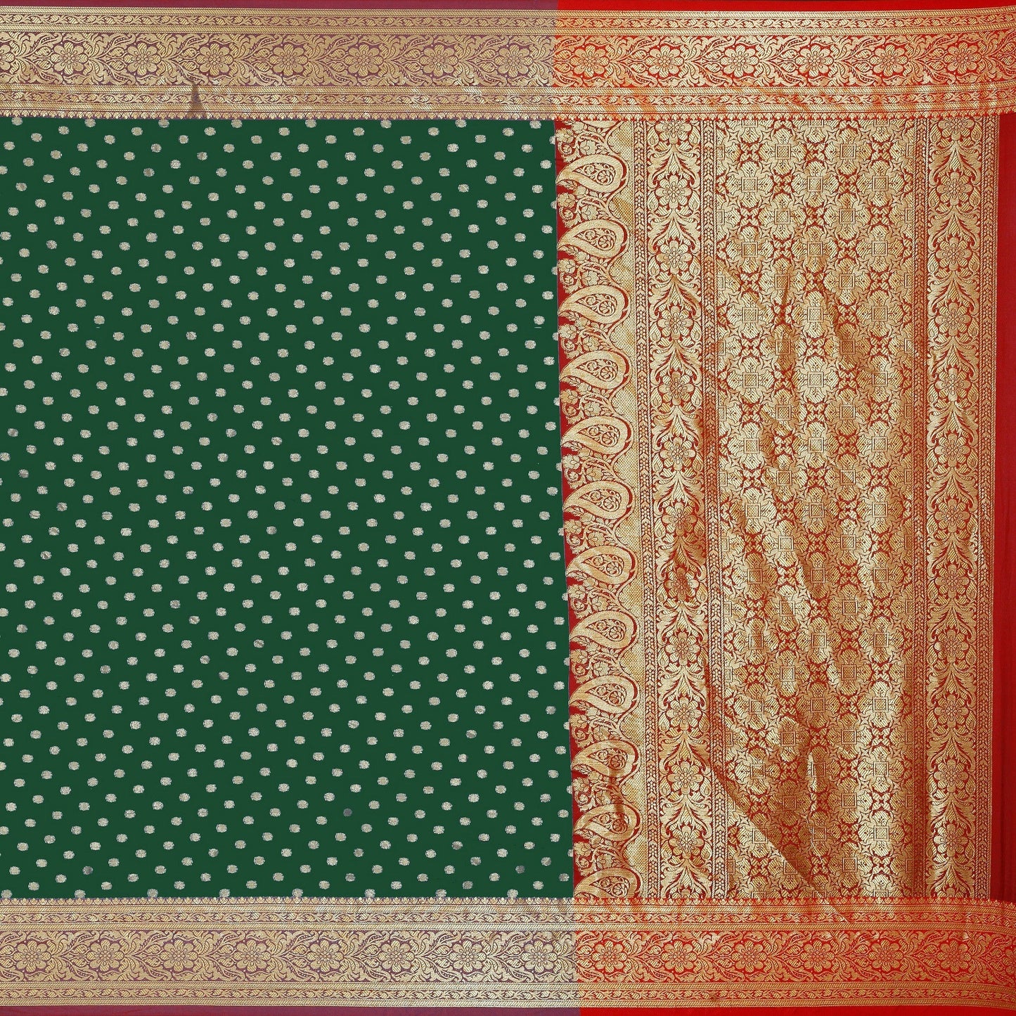 Dhiyona GR Women's Dhruvi Green Cotton Silk Banarasi Booti Saree