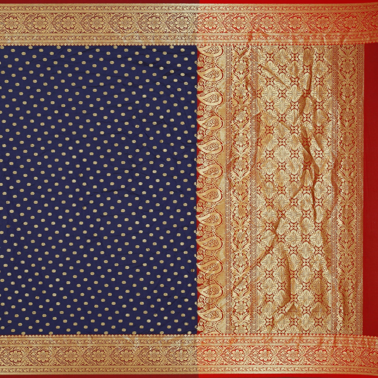 Dhiyona GR Women's Dhruvi Navy Cotton Silk Banarasi Booti Saree