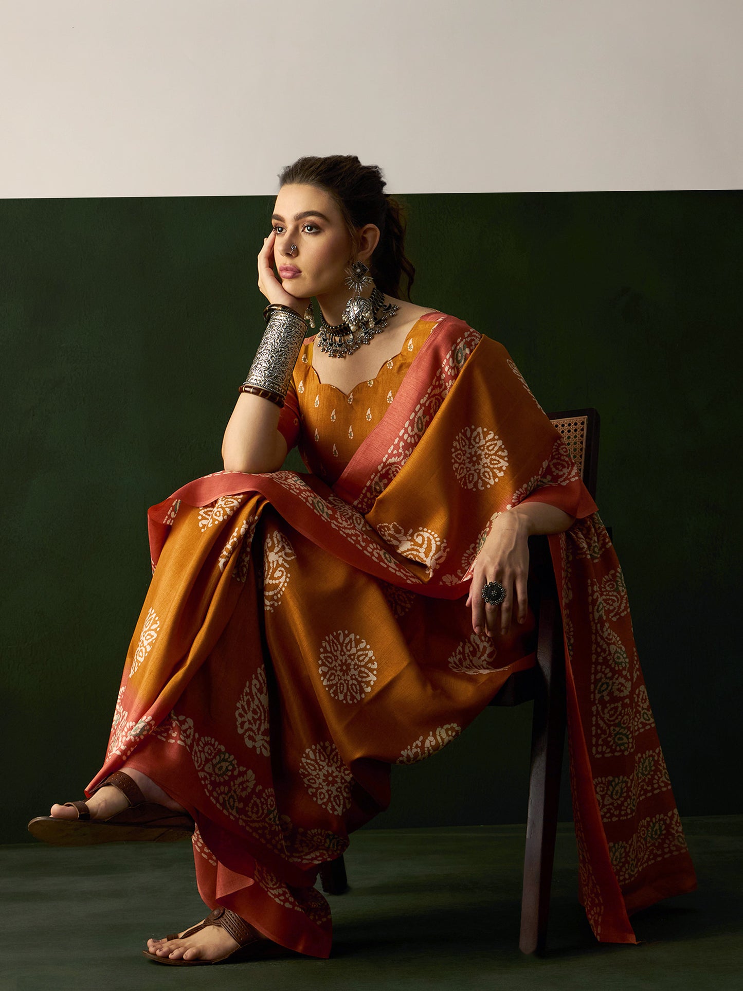 Women's Dola Silk Mustard Printed Designer Saree With Blouse Piece