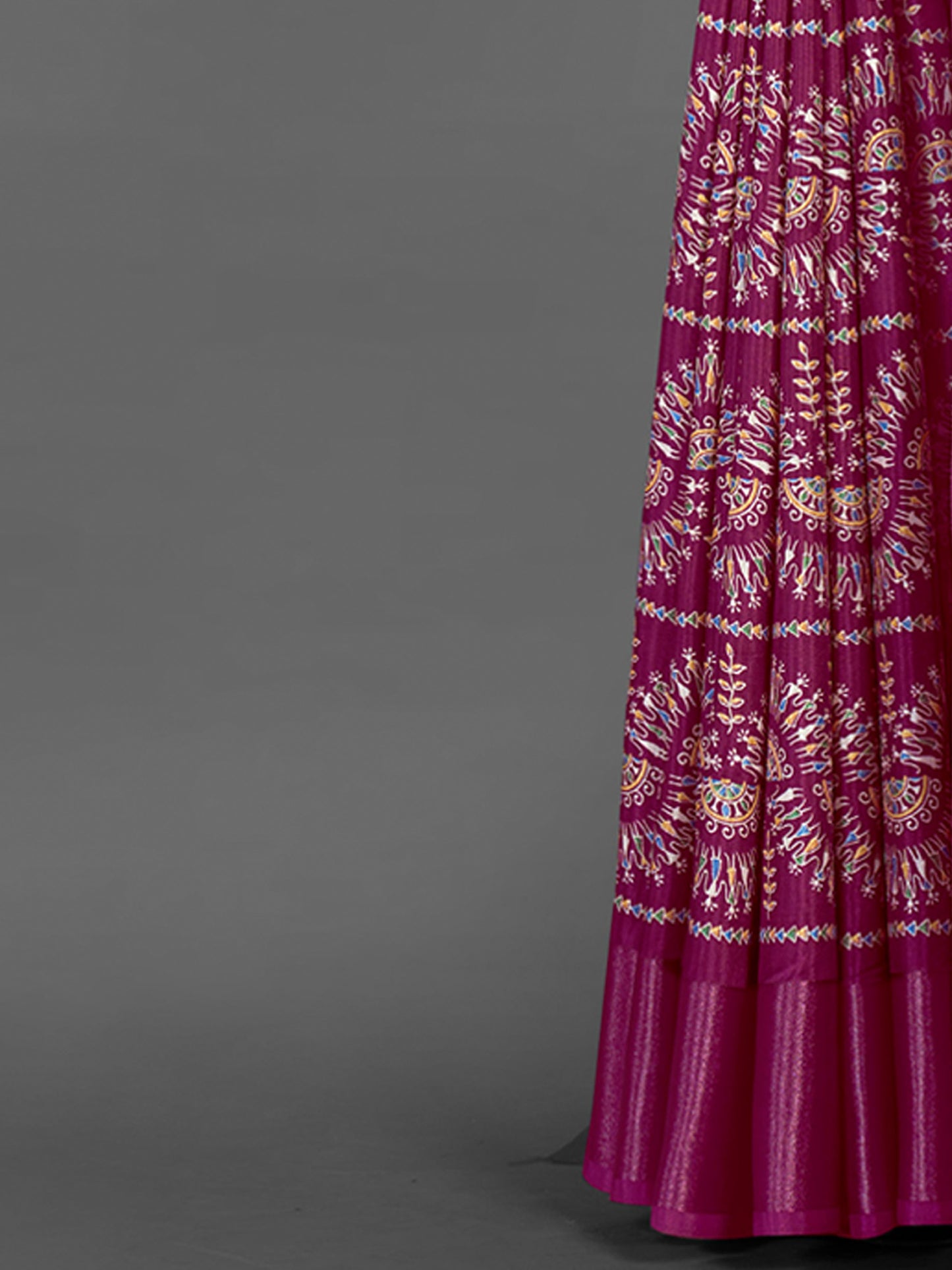 Women's Dola Silk Magenta Printed Designer Saree With Blouse Piece