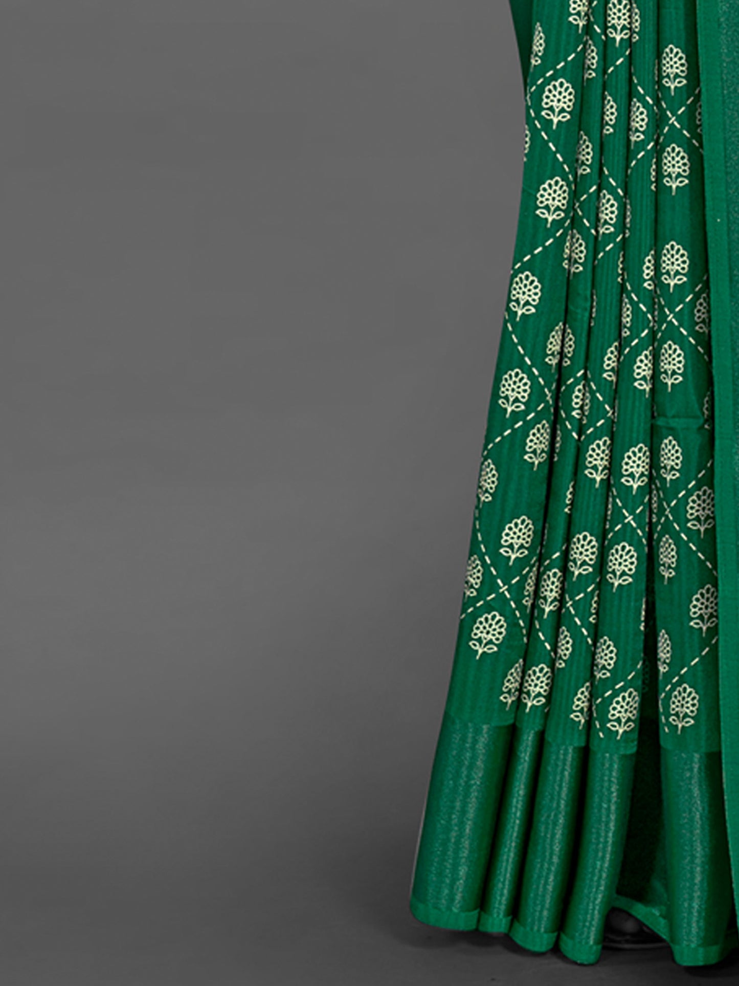 Women's Dola Silk Green Printed Designer Saree With Blouse Piece