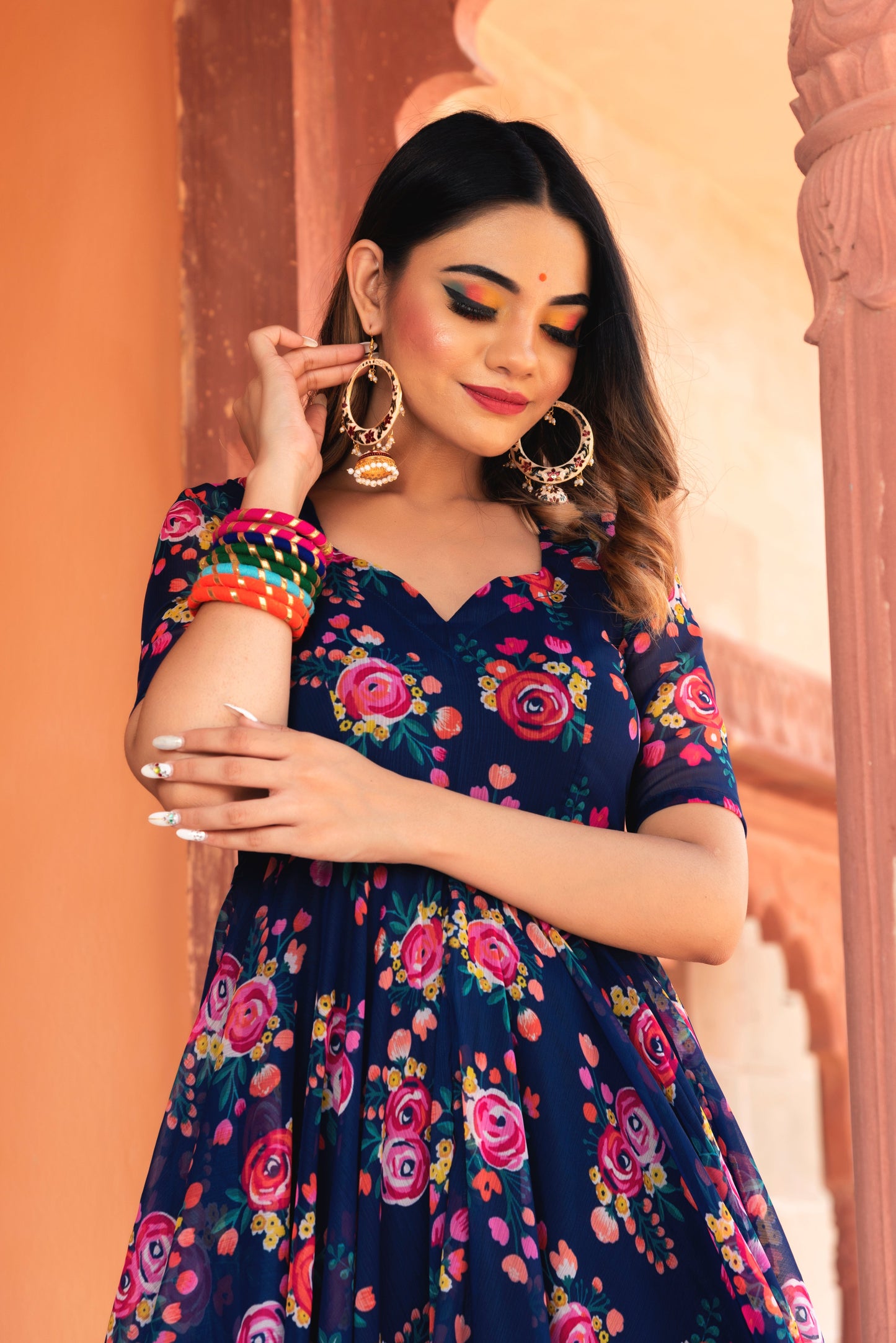 Manjari Organza Phool Jaal Anarkali Set