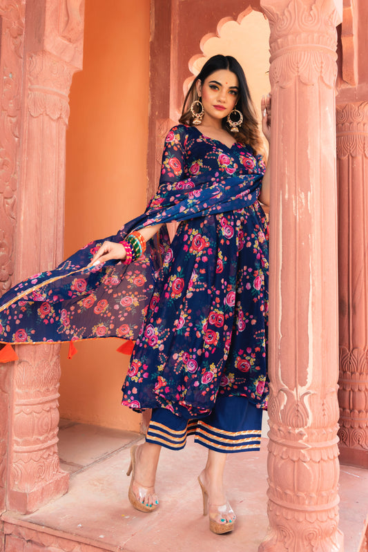 Manjari Organza Phool Jaal Anarkali Set