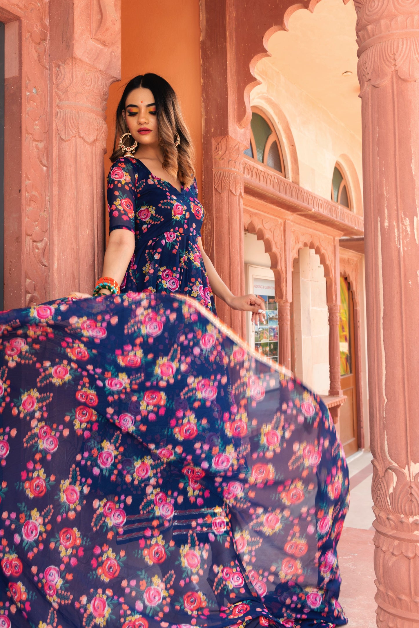 Manjari Organza Phool Jaal Anarkali Set