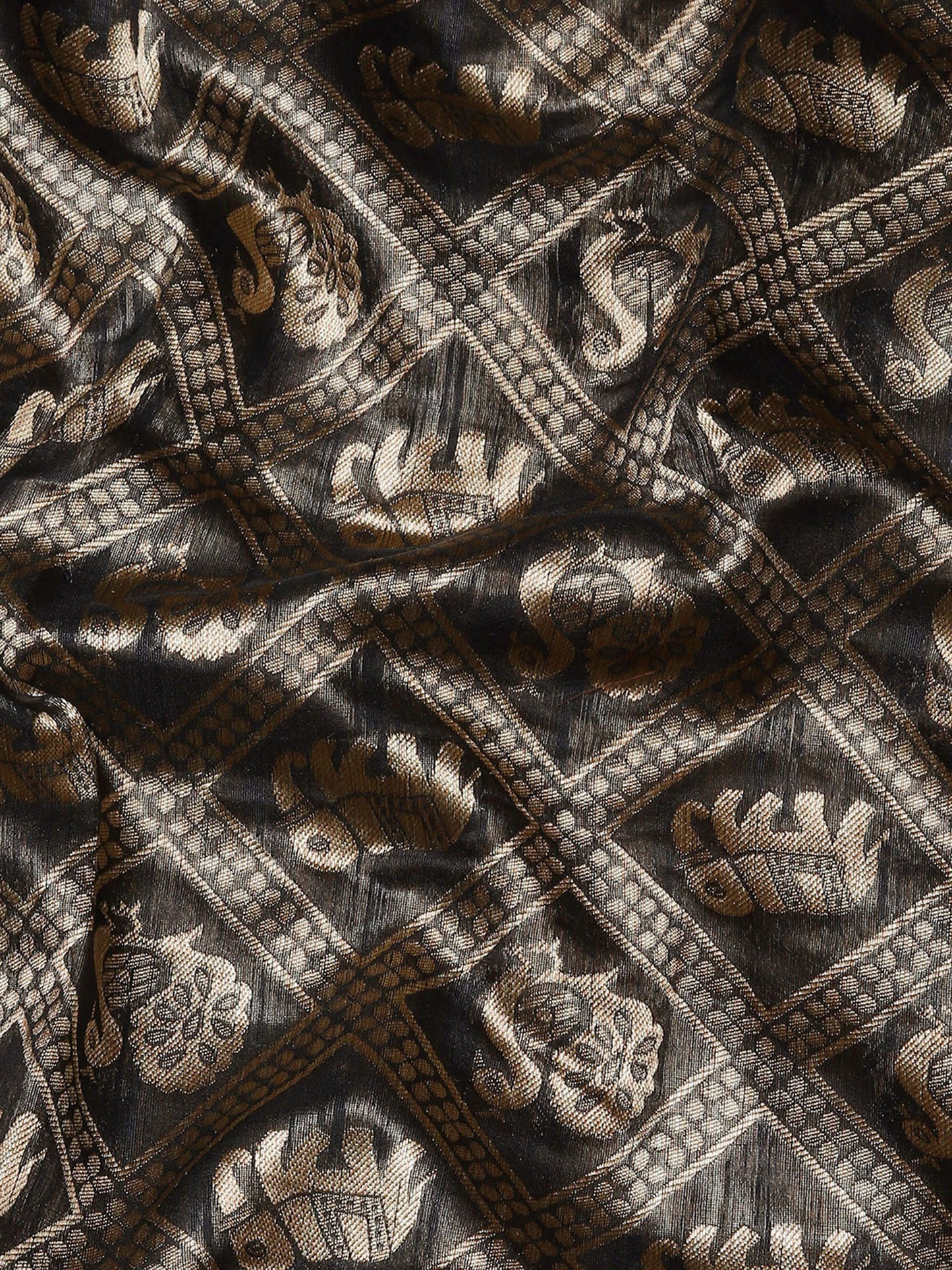 Women's Cotton Blend Black Woven Design Designer Saree With Blouse Piece