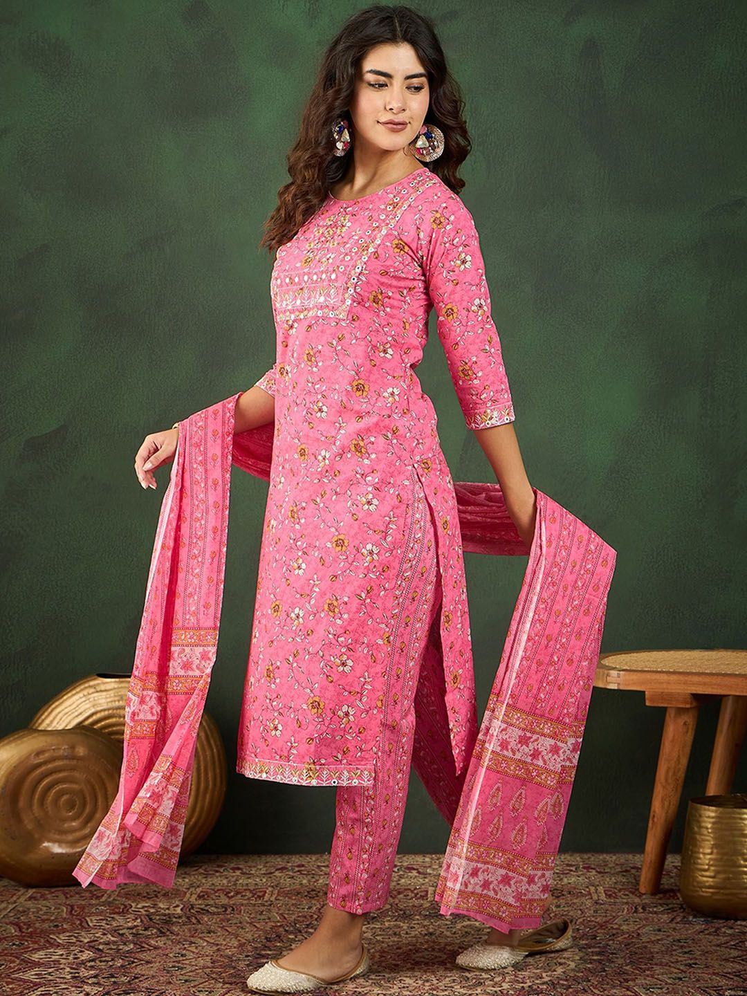 Dhiyona SN Women's Printed Pure Cotton Kurta Set