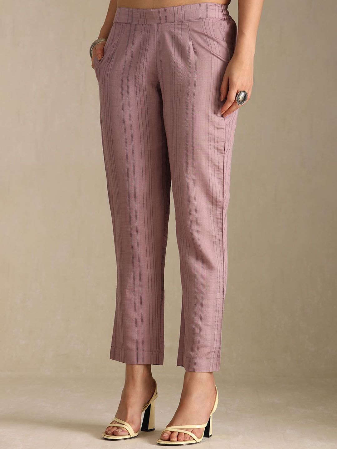 Dhiyona SO Women's Striped Beads and Stones Straight Kurta with Trouser