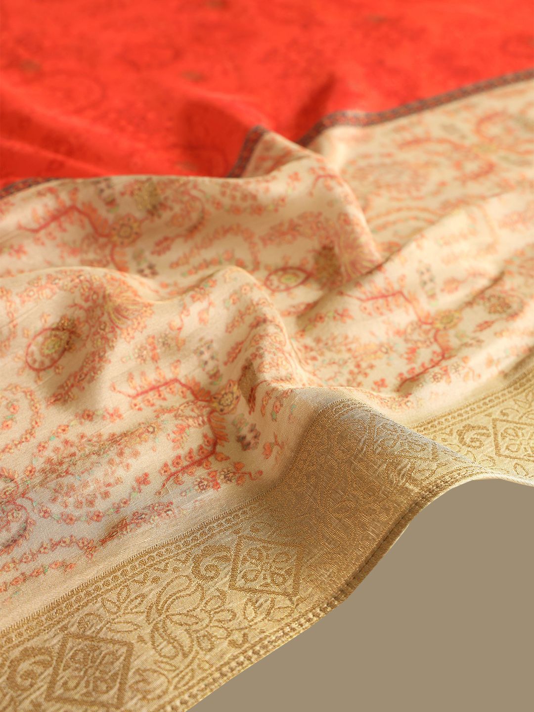 Dhiyona SO Women's Floral Printed Round Neck Sequinned Straight Kurta With Trousers & Dupatta