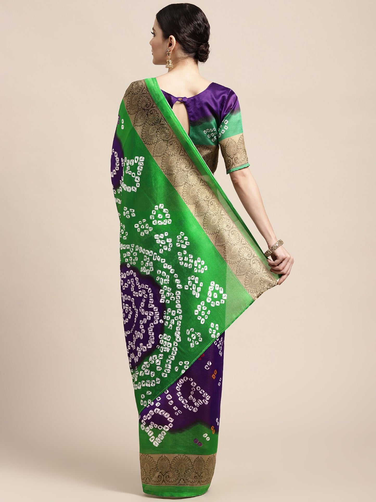 Women's Art Silk Purple Printed Designer Saree With Blouse Piece