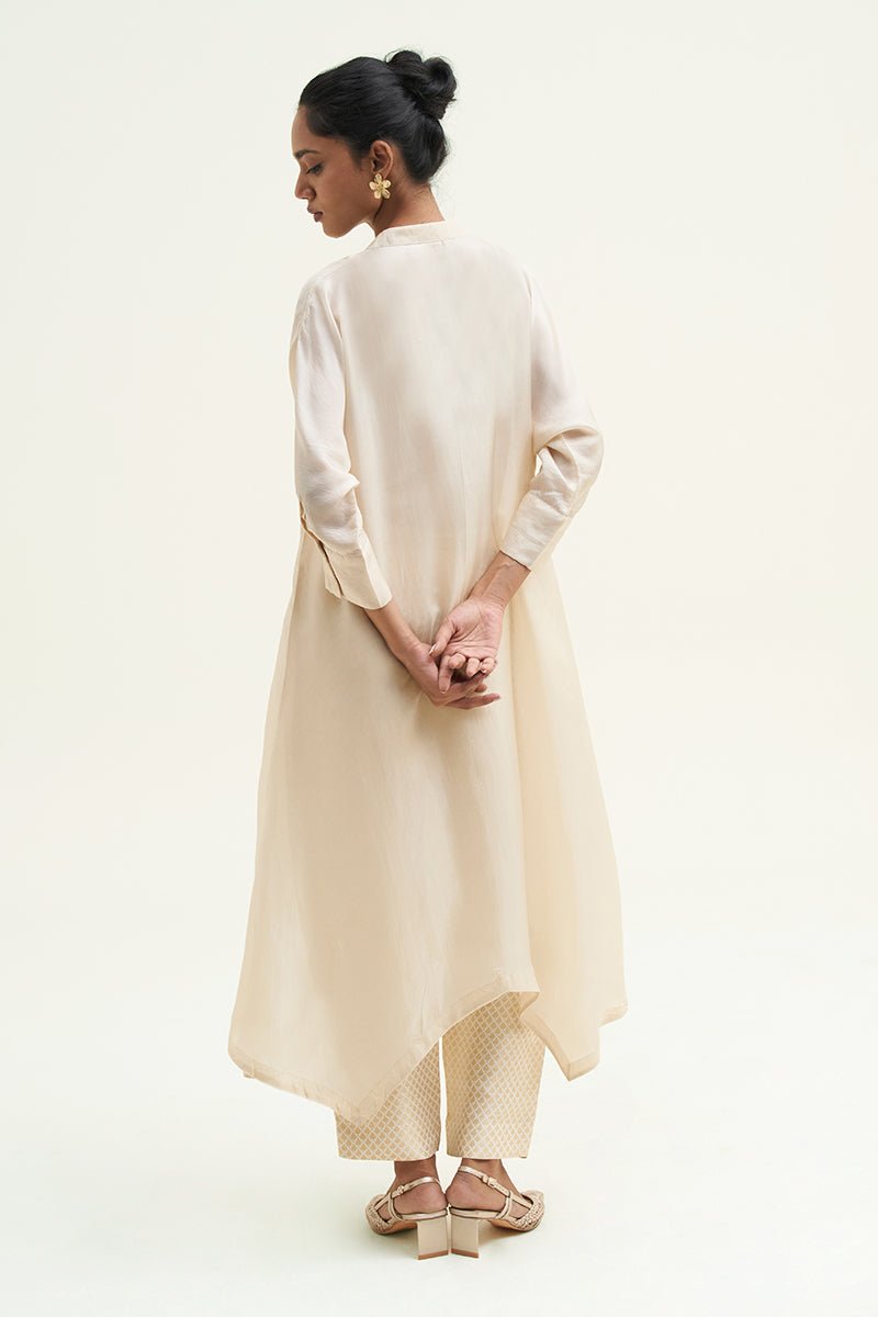 Women's Angora Beige Silk Co-ord Set