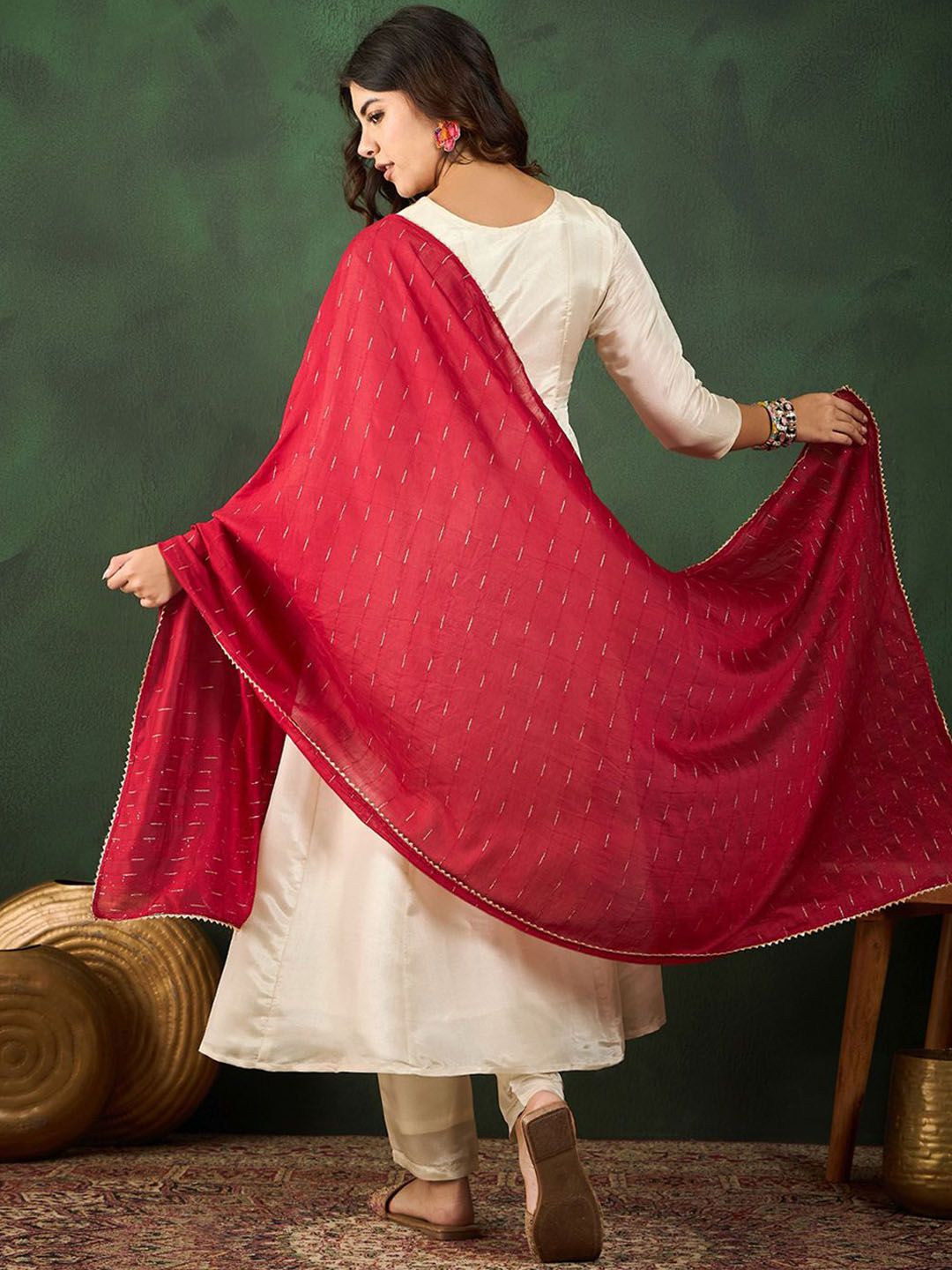 Dhiyona SN Women's Round Neck Embroidered A-Line Kurta Sets