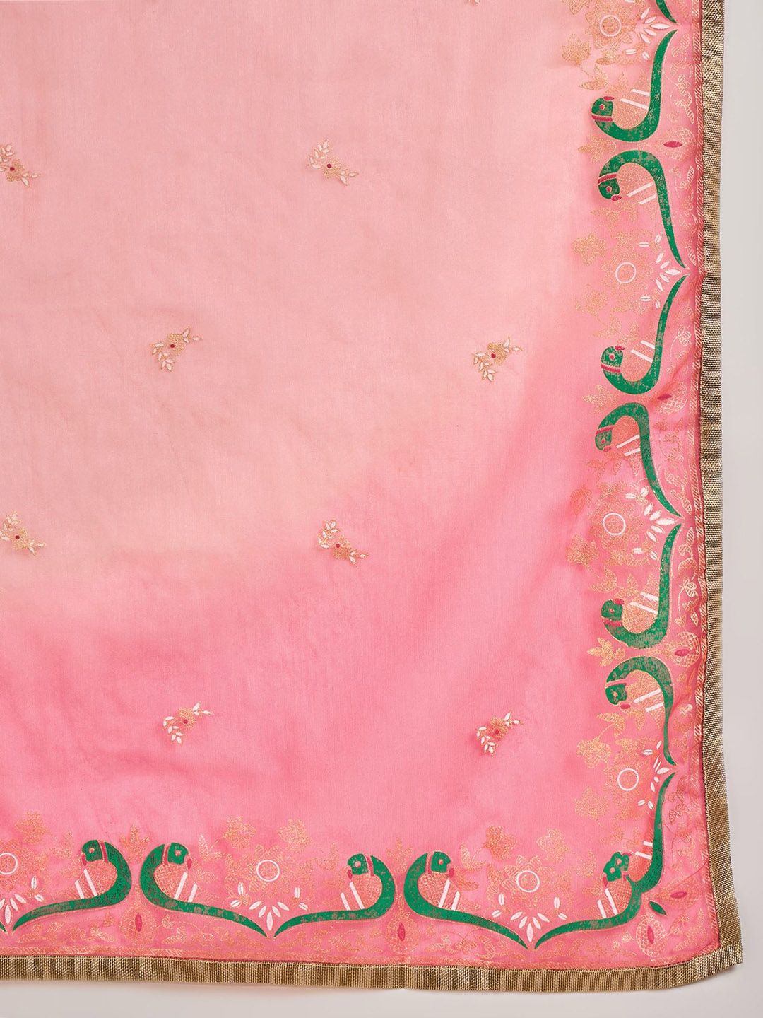 Dhiyona SN Women's Embroidered Gota Work Straight Kurta & Trousers With Dupatta