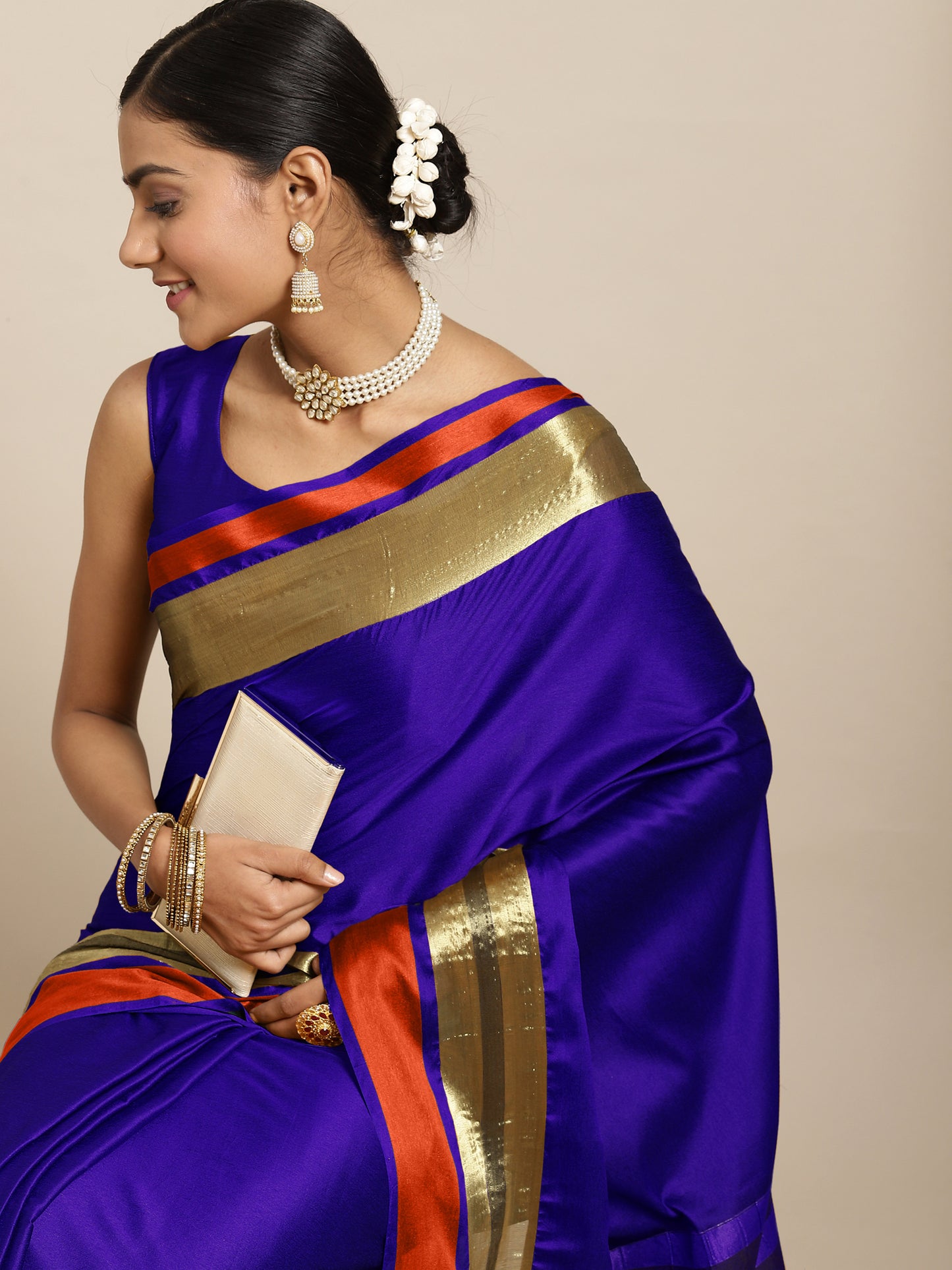 Women's Aura Silk Blue Woven Design Designer Saree With Blouse Piece