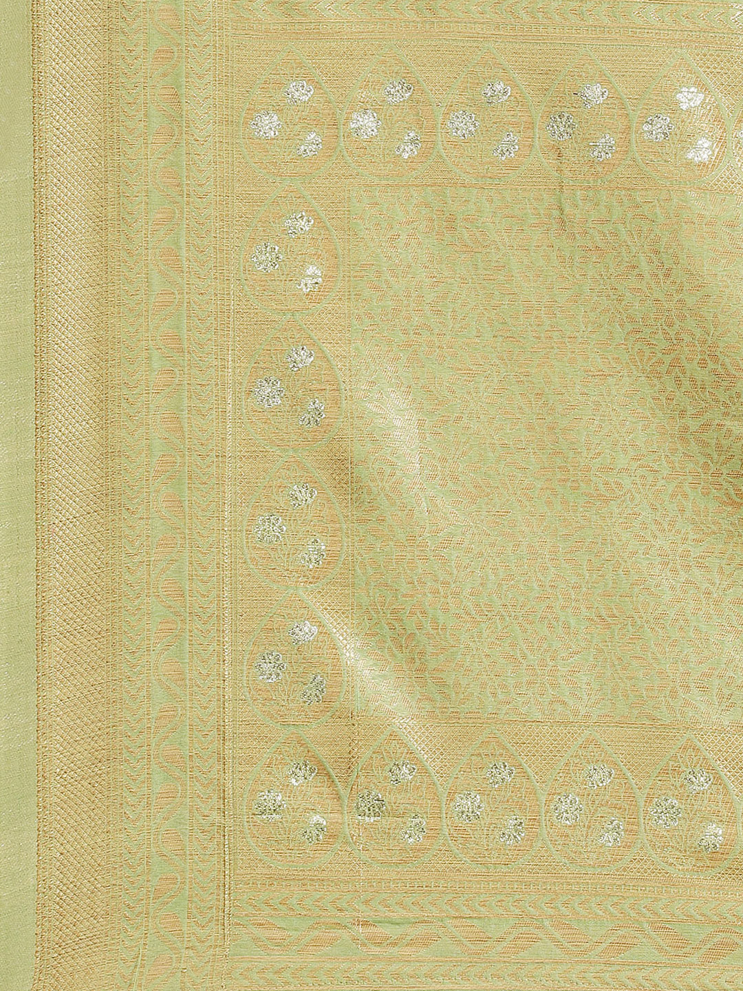 Women's Silk Cotton Green Woven Design Woven saree With Blouse Piece