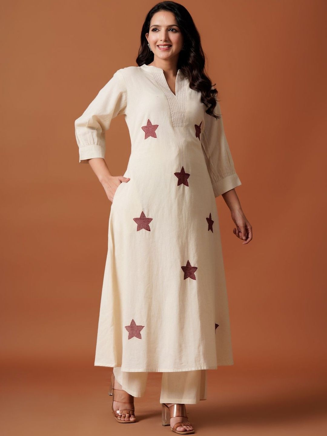 Women Ethnic Motifs Printed Regular Pure Cotton A-Line Kurta with Palazzos