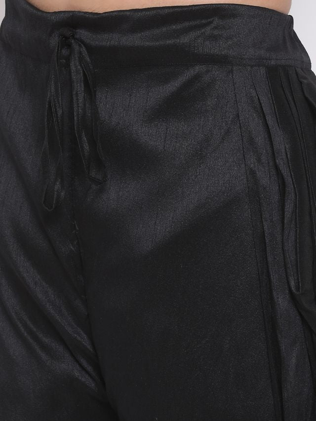 Men's Black Silk Blend Regular Dhoti