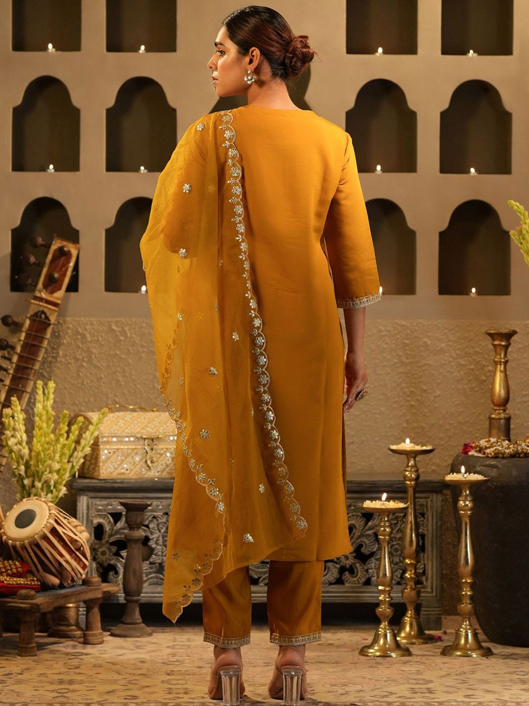 Women Ethnic Motifs Embroidered Kurta with Trousers & Dupatta
